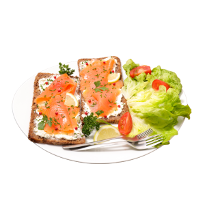 Tostada con salmón ahumado y queso en crema