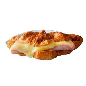 Croissant con jamón cocido y queso Edam fundido