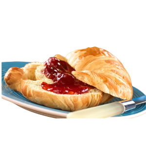 Croissant de mantequilla a la plancha con mermelada