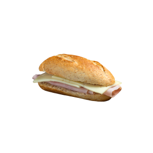 Mini mollete a la plancha de jamón cocido o pavo con queso Edam